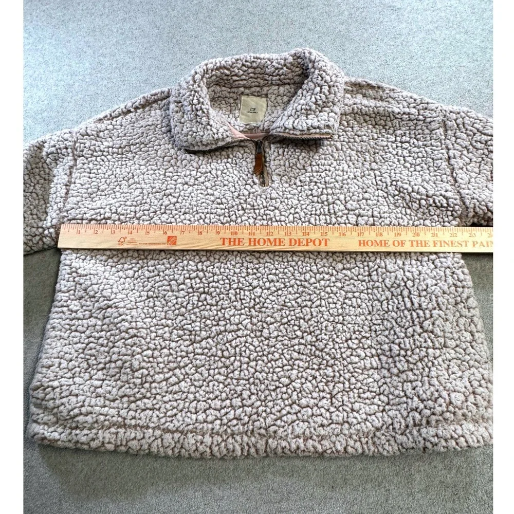 Thread & Supply Sherpa Pullover Womens XS Beige Quarter Zip‎ Teddy Fleece